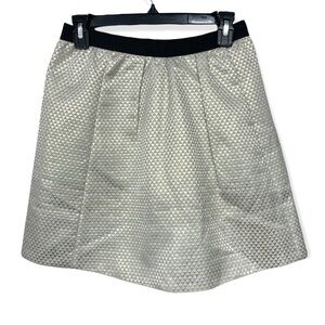 𝅺ganni Anthropologie Cressida Gold Metallic Brocade Party Mini Skirt, Small